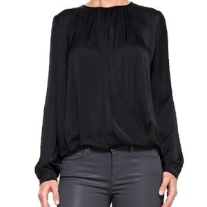Vince fauz wrap long sleeve black blouse top